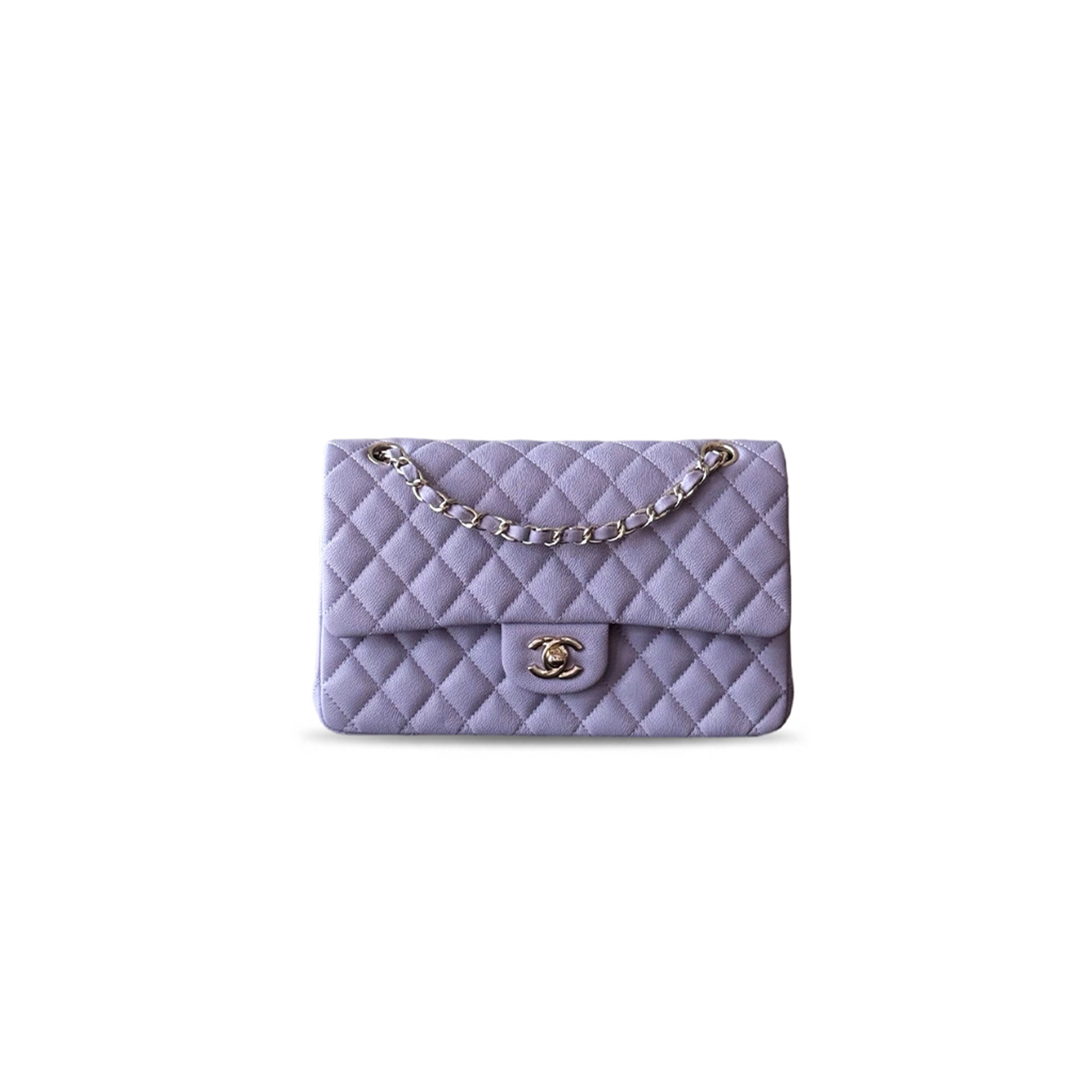 CHANEL PURPLE CAVIAR QUILTED MEDIUM DOUBLE FLAP LIGHT A01112 (25.5*15.5*6.5cm)